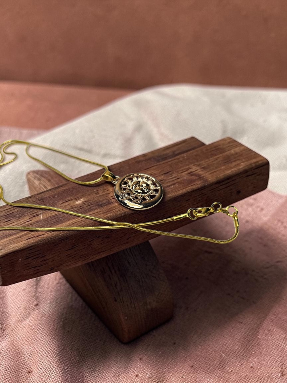 Gold Sunburst Pendant Necklace - Elegant Womens Jewelry